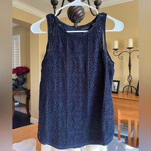 Anne Taylor Embroidered Lace Overlay Tank Top